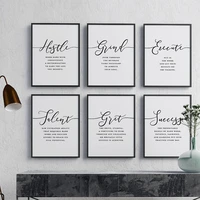 minimalist simple modern office decor wall art hustle success talent motivational quote pictures canvas painting poster print