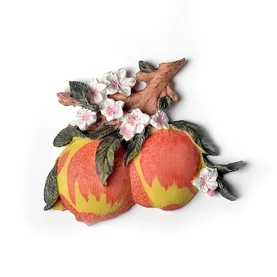 peach 3D стерео фруктовое имитирование магнит на холодильник томатный виноград персик водяной мелом яблоко соломы сосна Яблоко оранжевый груша украшение на холодильник - Цвет: peach