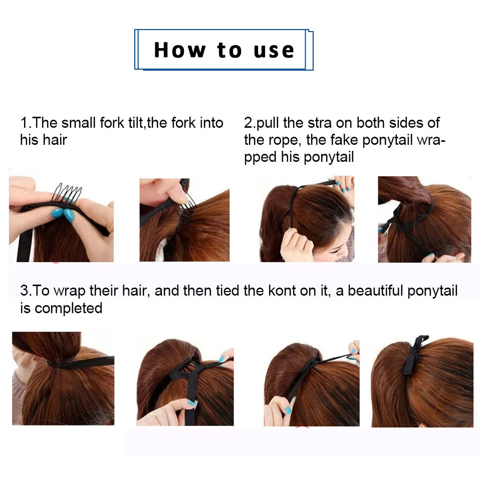 

AILIADE Multiple Sizes Long Straight Ponytails for Women Heat Resistant Synthetic Ribbon Bundle Fake Hair Ponytail Extensions