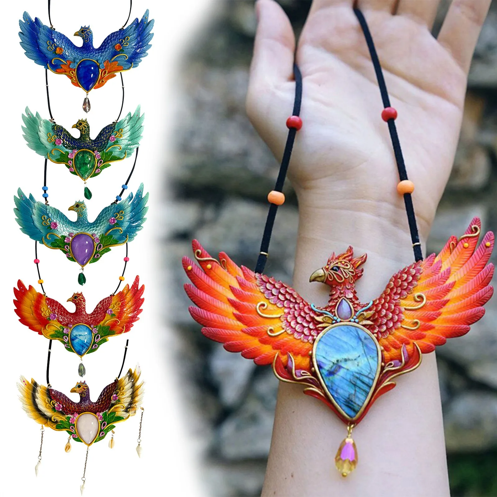 

5 Color Creative Fashion New Animal Phoenix Resin Pendant For Home Wall Decoration Crafts Peacock Ornaments Home Decor 2022