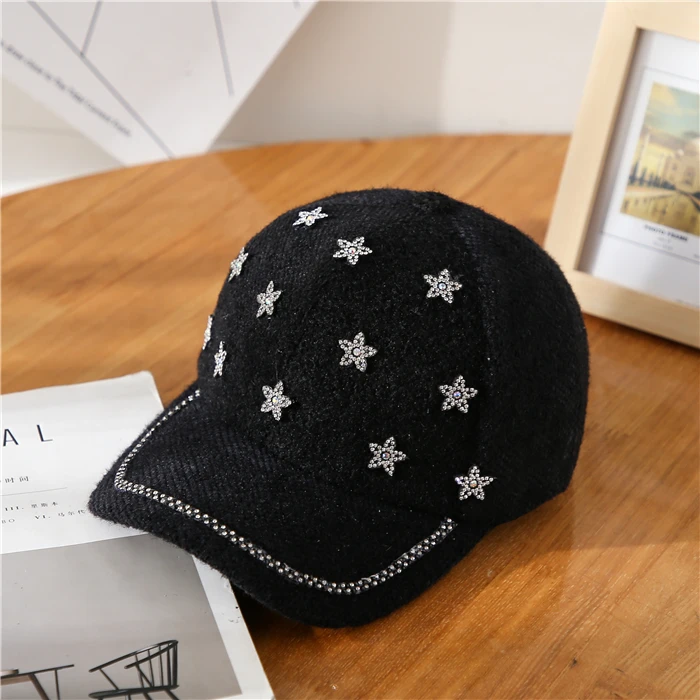 rhinestone star baseball hat autumn winter baseball hat fashion street baseball hat