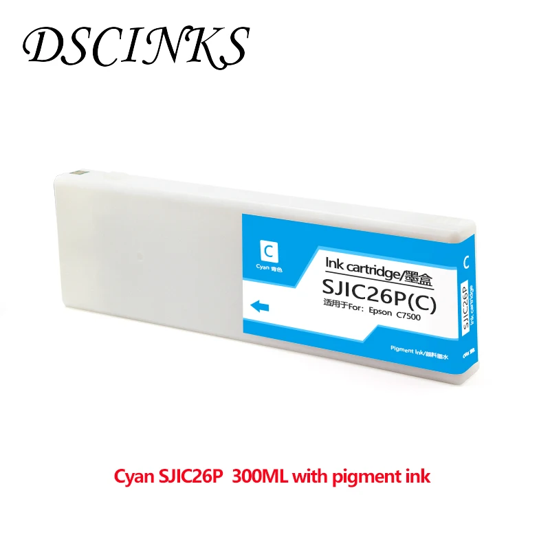 New SJIC26P BK C M Y compatible ink cartridge with 300ML pigment ink for Epson ColorWorks C7500 printer with chip