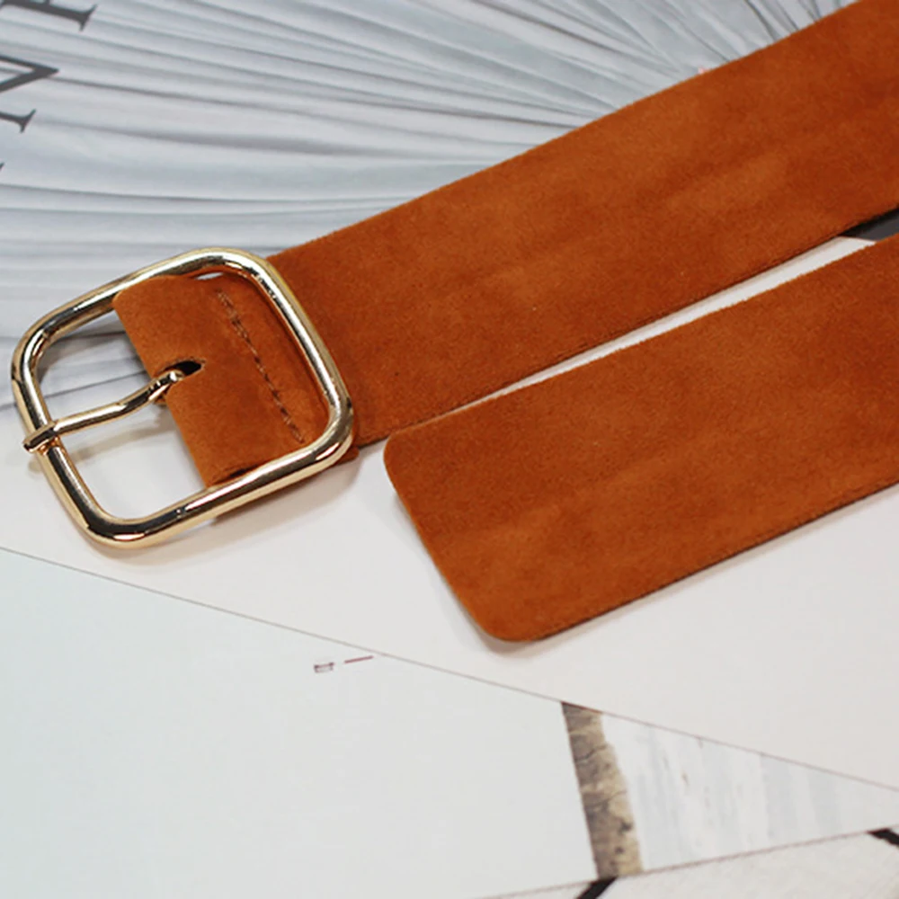 

130CM Waistband AOWOFS Square Buckle Jeans Decorative Retro Belt Clothing Accessories Solid Color Adjustable Men Women Unisex