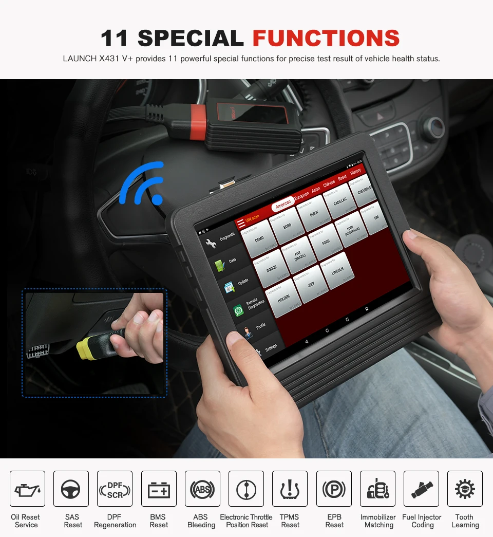 Launch X431 V+ V Plus 1" OBD Автомобильный диагностический инструмент Автомобильный сканер OBD2 Универсальный ECU кодирование PK launch x431 pro