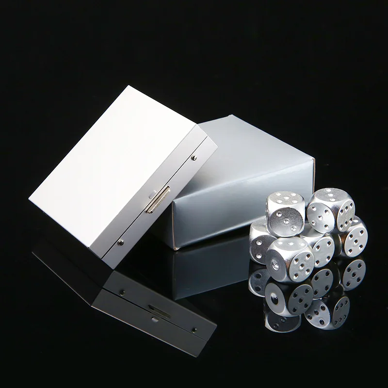 

A Set of Aluminum 16mm Multi-color Creative Dice, Portable Aluminum Dice Tube