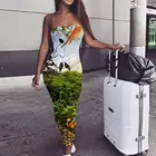 Женский сарафан в стиле Харадзюку KYKU, летнее платье без рукавов с принтом тигра, платье с запахом,