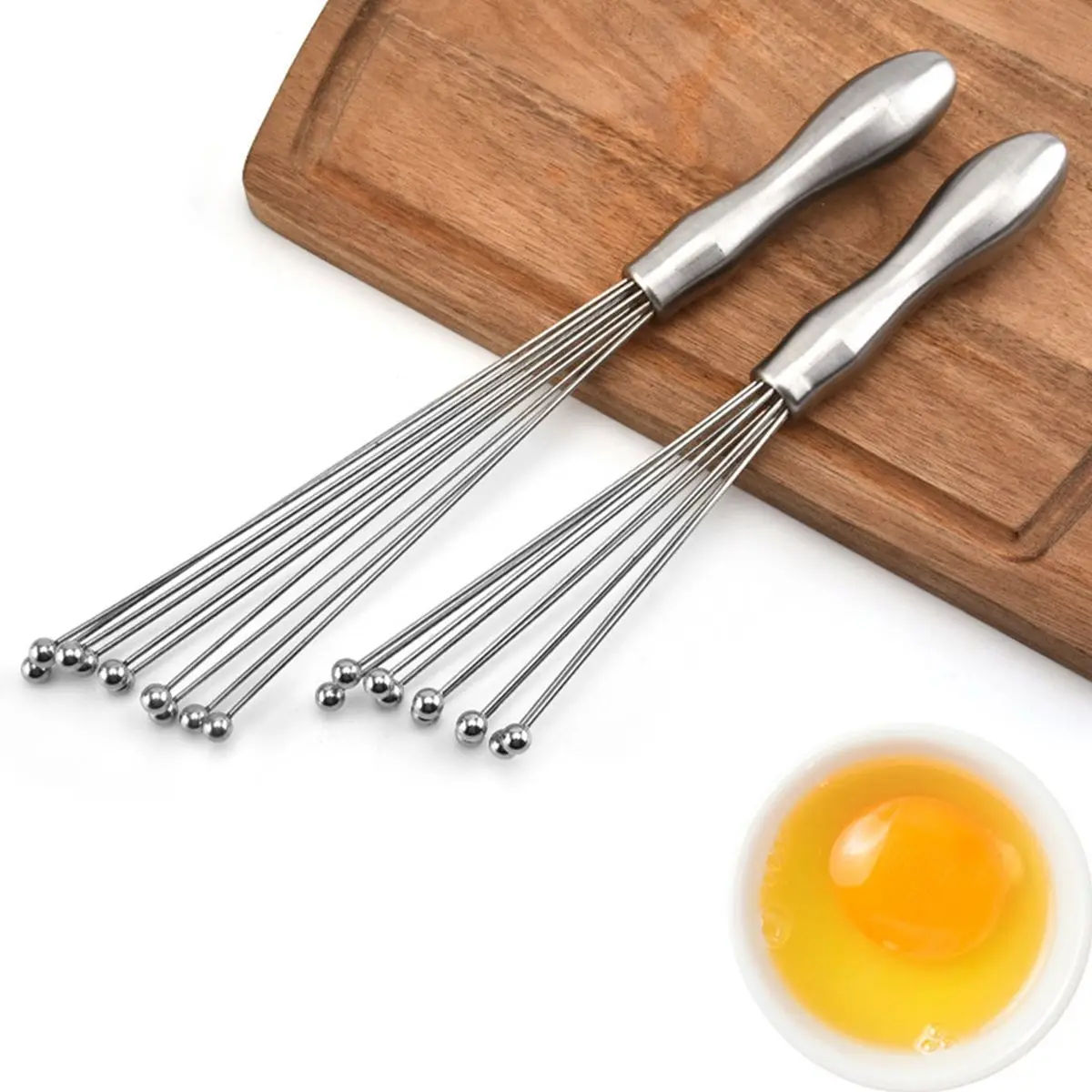 

1/2Pcs Mini Egg Beater Stainless Steel/Silicone Balls 10 Inch And 12 Inch Whisk Manual Mixer Whisk Stain-resistant Mixer Whisk