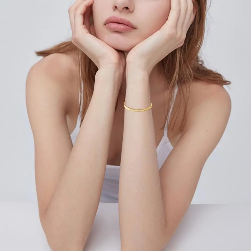 E 925 стерлингового серебра манжета открытие браслет для женщин мужчин золото