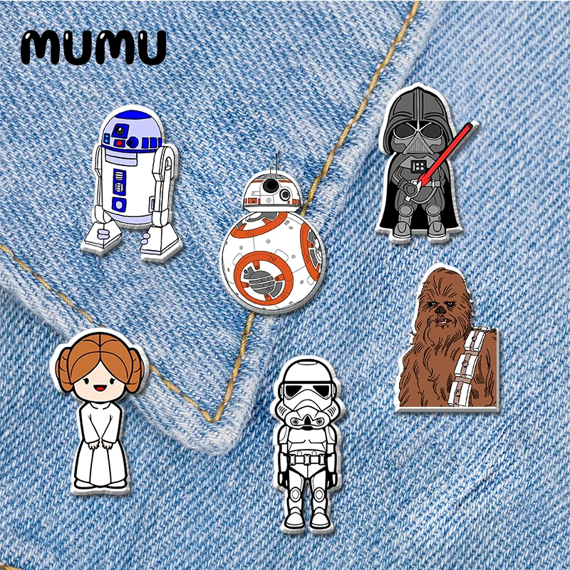 2021 New Star Wars Characters Lapel Pin Yoda Darth Vader Acrylic Brooches Handmade Epoxy Jewelry Shirt Bag Badge
