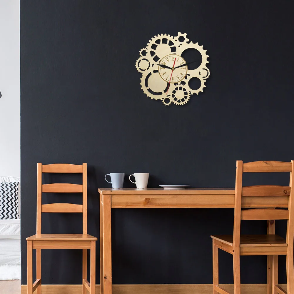 Ретро деревянные настенные часы стимпанк художественные винтажные орнаментные