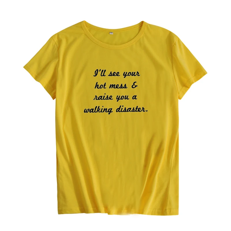 Горячая беспорядок Смешные покерные женские футболки летние новые хипстерские