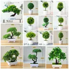 Зеленое искусственное растение бонсай, искусственная сосна, украшения для стола в горшках, Декор для дома и офиса, поддельные растения, горшок, декоративное ремесло