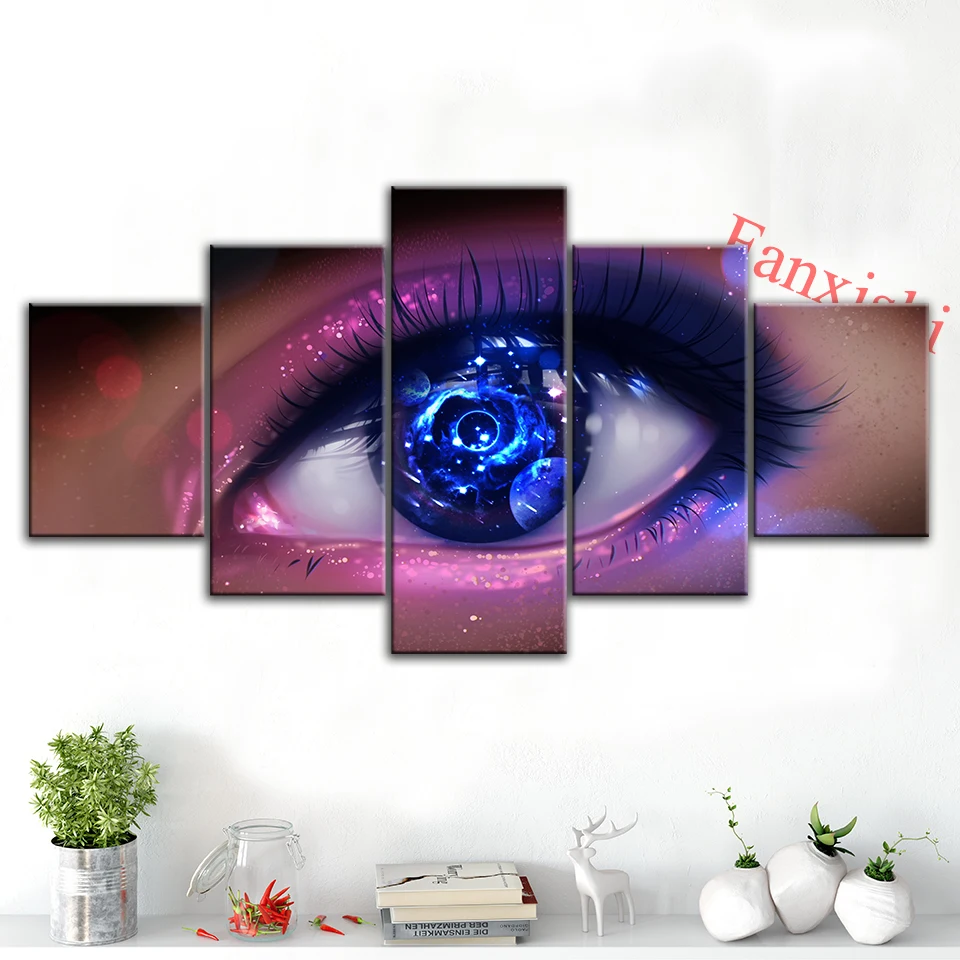 

5 Pieces Abstract Eyes Posters And Prints Modern Canvas World In The Eyes Hd Wall Art Modular Pictures Home Decor Painting Frame