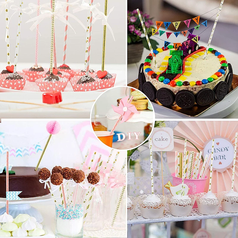 

25pcs Paper Disposable Straws Color Stripe Paper Straws Wedding Party Kids Birthday Party Cake Decor Supplies Kitchen Tools K802