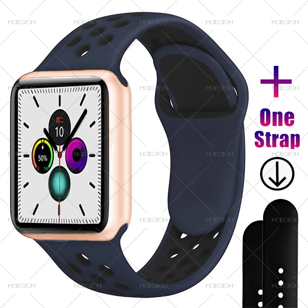 Gold Blue Black MODOSON, умные часы iwo 12, серия 5, 30, с циферблатом, пульсометр, умные часы, фитнес-трекер, часы для Apple iphone, Android - Цвет: Gold Blue Black