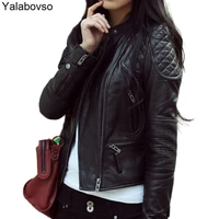 womens short small motorcycle jacket pu leather streetwear loose korean version black coat 2021 spring and autumn new cool