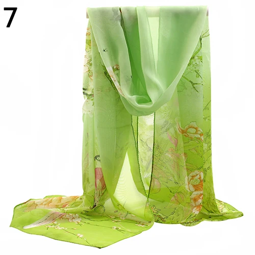 

Fashion Women Long Chiffon Stole Scrawl Flower Printed Soft Sun Blocks Scarf