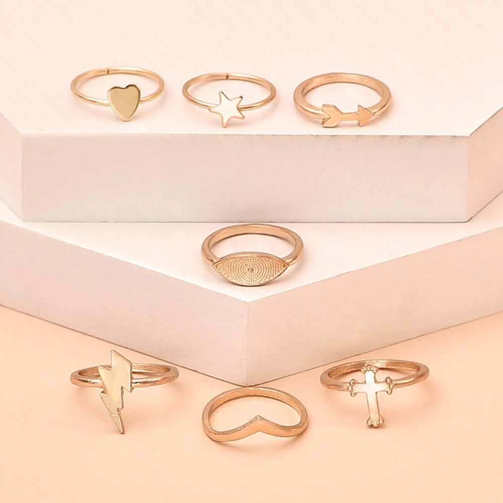 Женский комплект колец в стиле бохо винтажные Регулируемые кольца форме сердца с