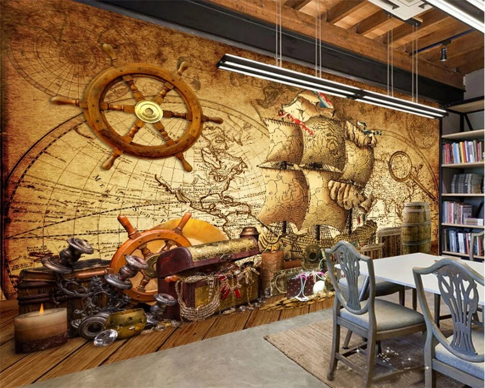 

beibehang Custom modern new nostalgic retro decorative painting nautical background wallpaper wall papers home decor