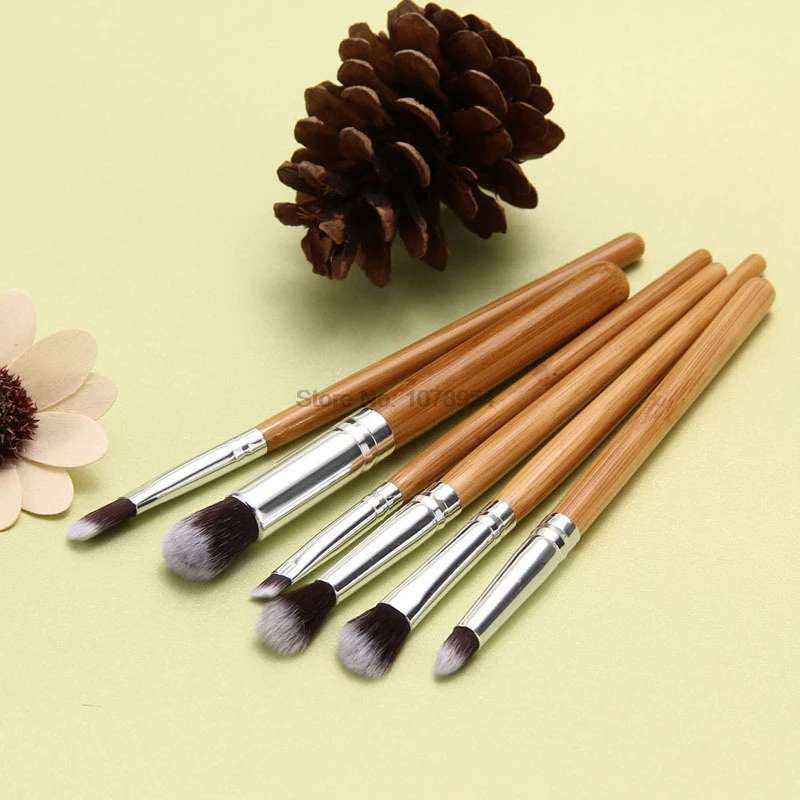 Набор из 6 кистей для макияжа с бамбуковой ручкой ems или dhl 100 шт.|brush set|eye brushmakeup flat