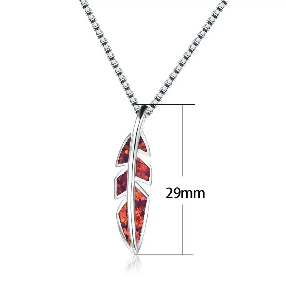 

Exquisite Women's Fashion Leaf Shape Red Blue Green Opal Pendant Necklace Jewelry Wedding Birthday Gift Party Jewelry Wholesale