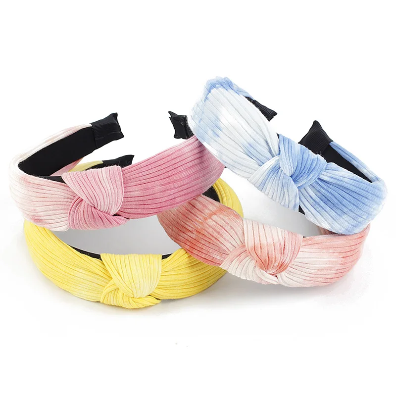 

Women Tie-Dye Hair Bands Top Bow Knot Hair Hoop Cotton Ribbed Headband Girls Bezel Hairband Fashion Headdress Hair Accessories