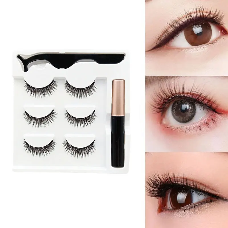 

3 пары Магнитная ресницы из пышного мягкого 3d норковые накладные ресницы тонкими Магнитный ресницы жидкая подводка для глаз набор пинцетов ...