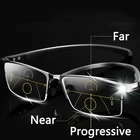 Фотохромные прогрессивные Мультифокальные очки для чтения мужские с защитой от синего светильник пресбиопические очки TR90 с полной оправой черные 1,5 2,0