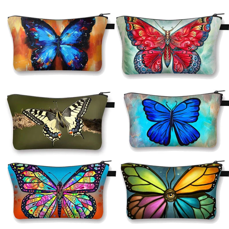 

Butterfly Printed Ladies Cosmetics Bags For Travel Femme Oragnizer Travel Portable Toiletry Wrap Woman Make Up Bag Storage Bag