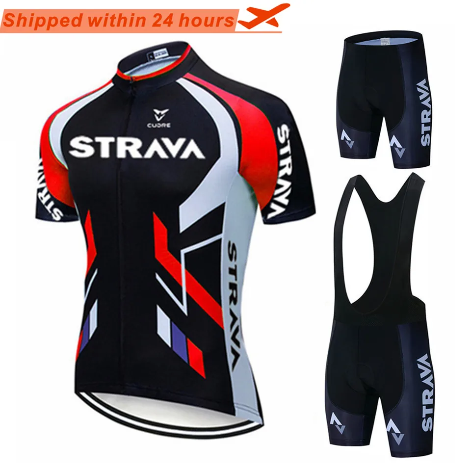 Новинка 2021 Красная Спортивная одежда STRAVA Pro для велосипедной команды с коротким