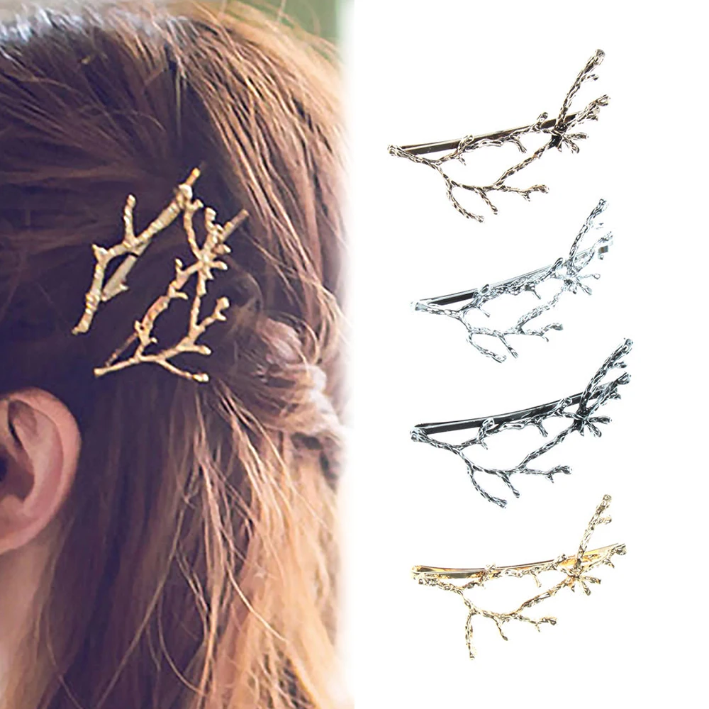 

Womens Barrettes, Metal Hairpins Gold Silver Hair Clips for Girls Tree Branch Alloy Hair Barrettes Minimalist Hair Accessories