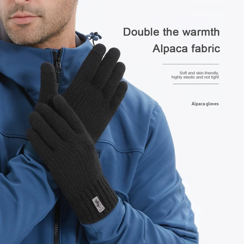 

Winter Unisex Knitted Gloves Touch Screen High Quality Male Mitten Thicken Warm Wool Cashmere Solid Men Motorcycle Gloves Hot
