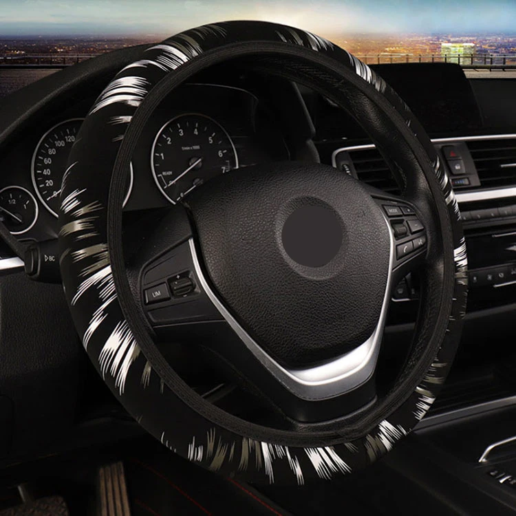 Black gray Авто Крышка рулевого колеса высокоэластичная Легкая установка противоскользящая крышка рулевого колеса крутой стиль - Название цвета: Black gray