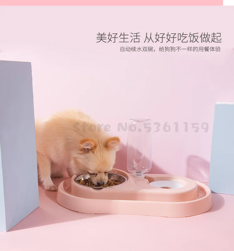 Dog Drinking Water Machine Automatic Dog Bowl Cat Bowl Double Bowl Pet Feeder Teddy Water Drinker Cat Drinking Machine