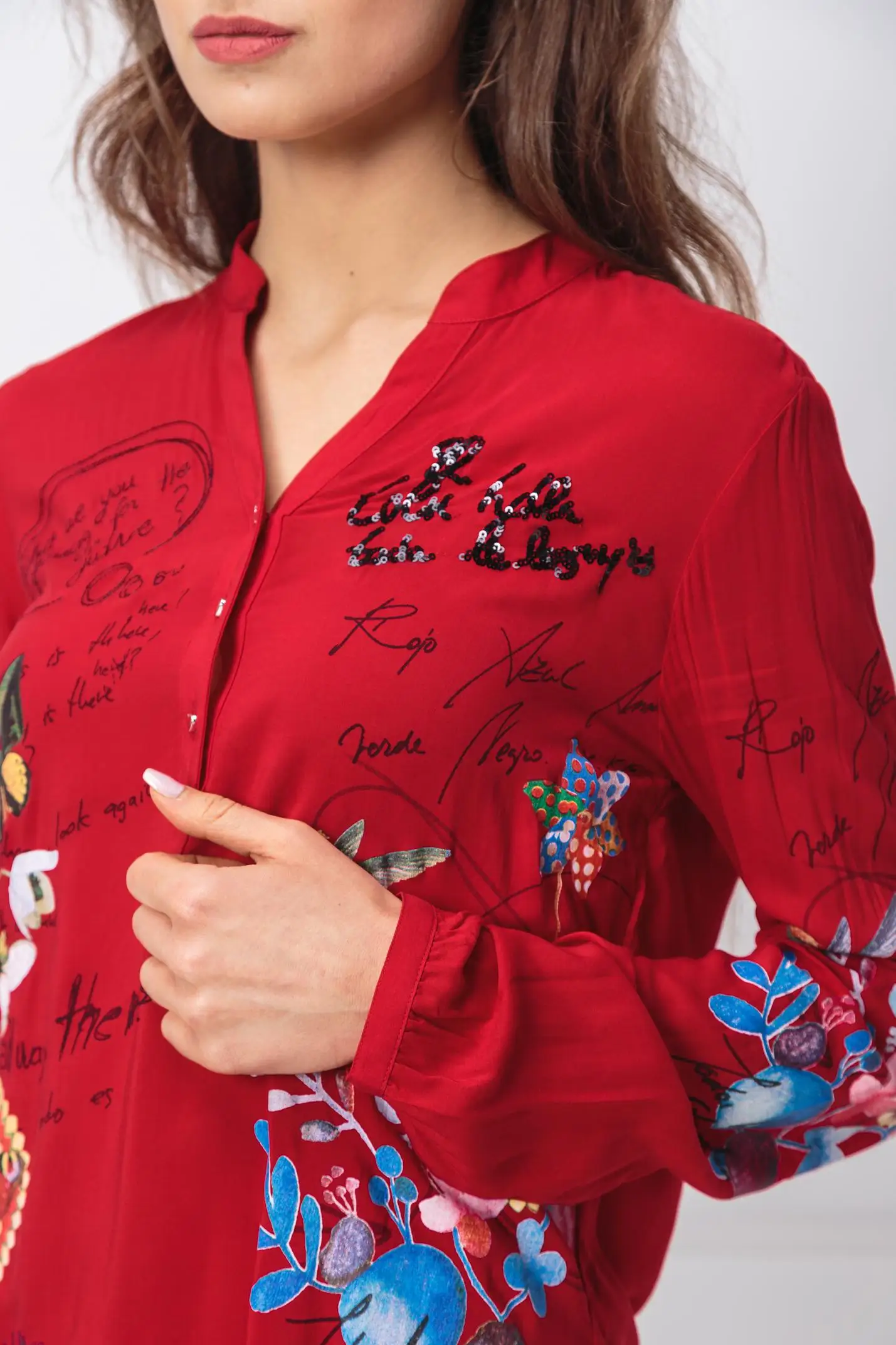 Новая модная испанская блузка DESIGUAL с v-образным вырезом