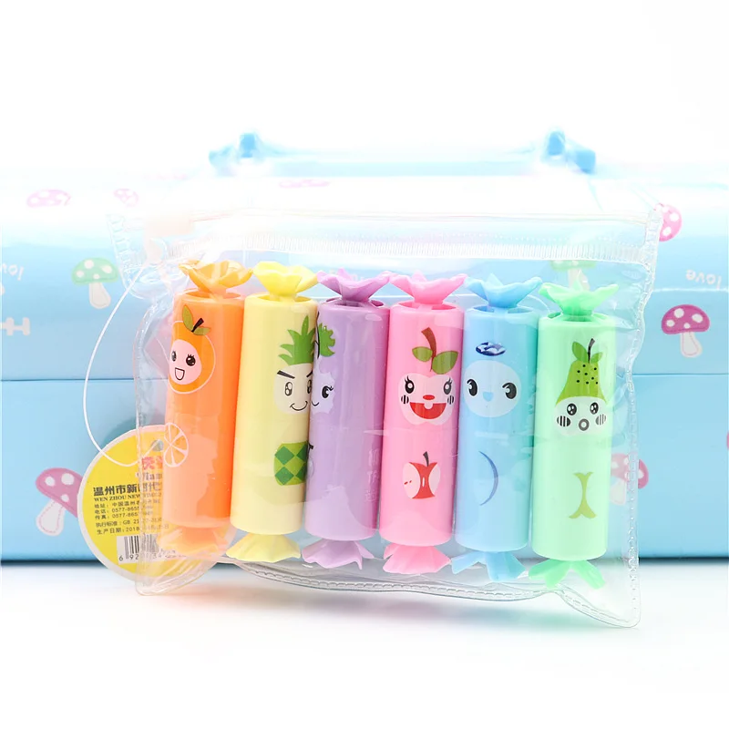 Cute candy highlighter marker set Student diary log painting learning focus Line drawing Stationery prize | Канцтовары для офиса и