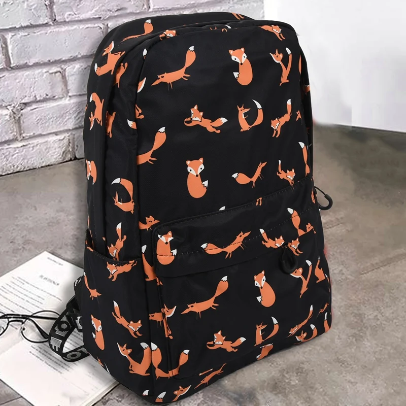 Рюкзак женский школьный водонепроницаемый с принтом в виде животных лисы для