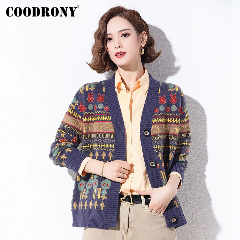 

COODRONY Brand New Cute Cartoon Casual Warm Cardigans Female 2020 Autumn Winter Streetwear Soft Slim Sweaters For Women W1084
