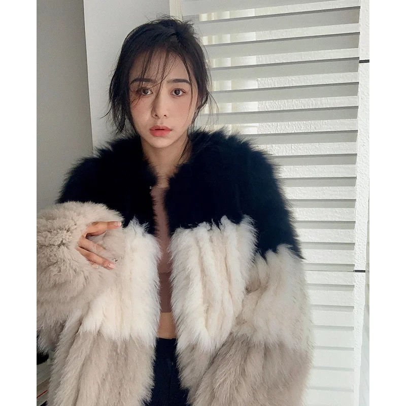 

Furry Fur Coat Women's Winter 2021 New Listing Black-and-white Contrast Color Young Harajuku Temperament Fashion Best Recommend