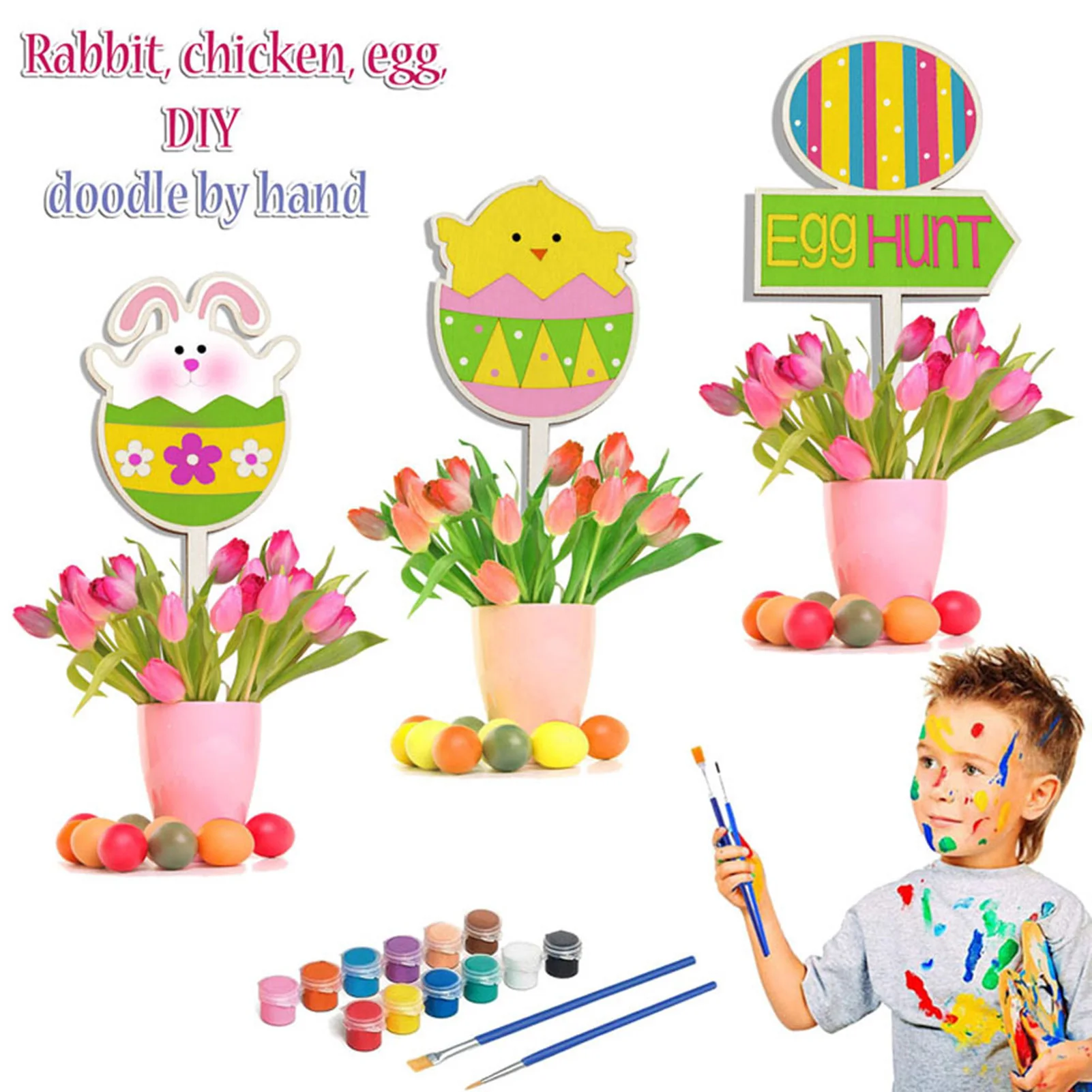 

2021 г., набор разноцветных пасхальных игрушек ручной работы «сделай сам», украшение для дома