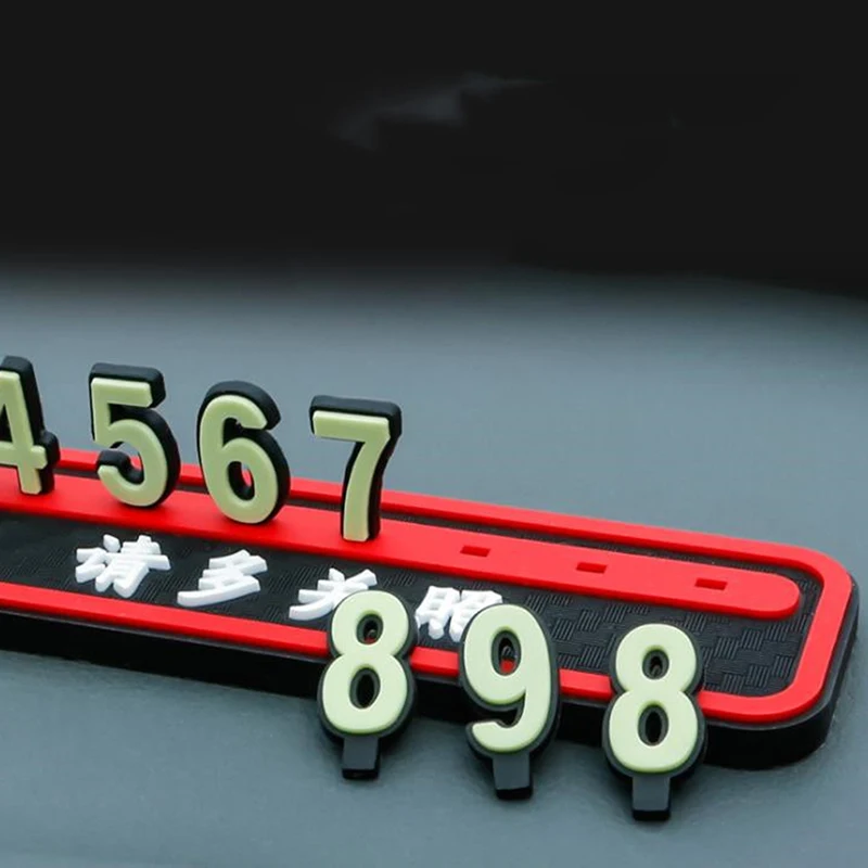 Universal Temporary Parking Card Silicone Slip Phone Number Detachable 3D Luminous Plate |