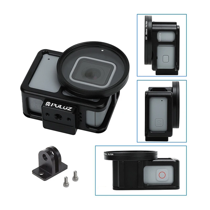 Aluminum Alloy Protective Case Cage for GoPro Hero 7 Silver / White with 52mm UV Lens Go Pro Accessories | Электроника