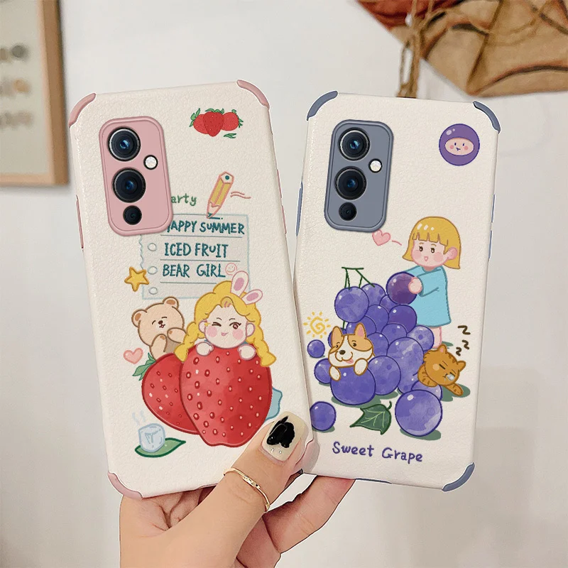

Grape Girls Phone Case For Oneplus 9 9pro 8t 8 8pro Four Corners Stick Leather Cover