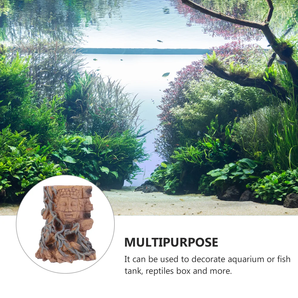 

1PC Fish Tank Landscape Adornment Aquarium Human Face Stone Statue Ornament