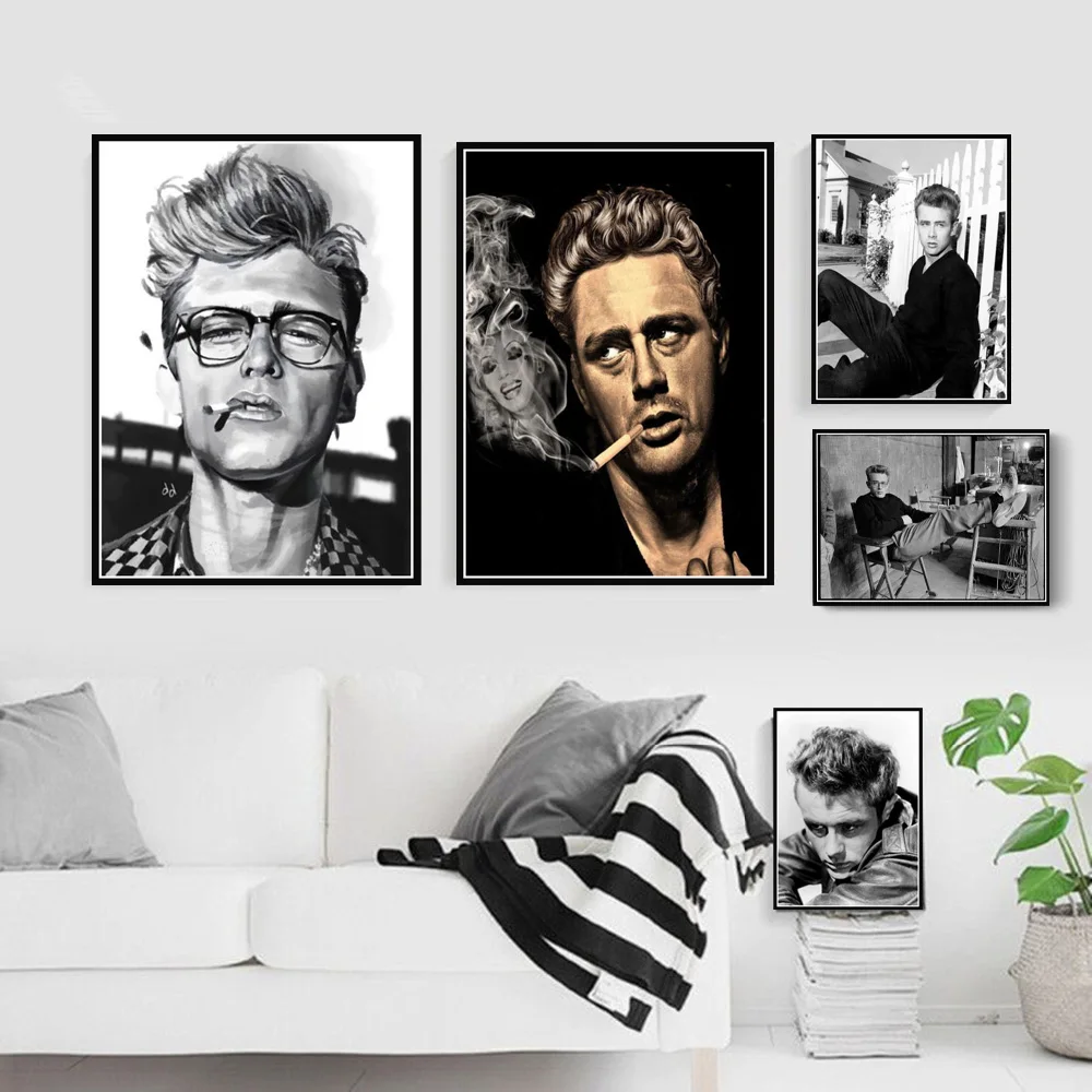 

Poster And Prints Hot Jame Dean Smoke Cigarettes Movie Star Actor Vintage Art Painting Wall Pictures For Living Room Home Decor