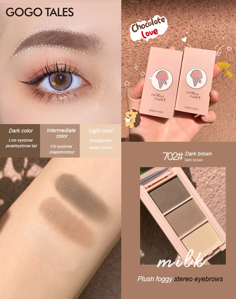 

Пудра для бровей gogotale, Профессиональная Натуральная штамп для бровей, водонепроницаемая фотография бровей, быстрое макияж глаз, фотография...