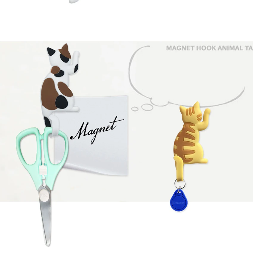 Магнитный магнит для холодильника с рисунком мультяшной кошки и висячим крючком на хвосте для декора дома и сувенира.