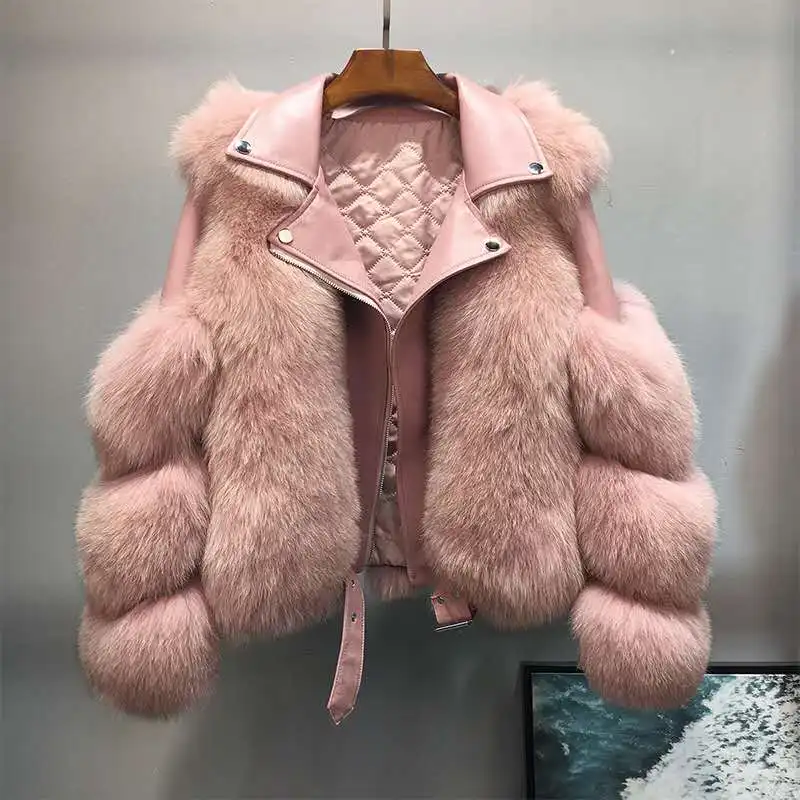 Women's 2020 New Imitation Fox Fur Coat Female Young Short Zipper Pocket Street Mujer Outwear Ladies Long Sleeve Fashion B11