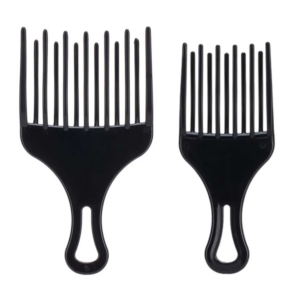 Черная пластиковая расческа для волос вставка Afro вилка с низким зубчатым