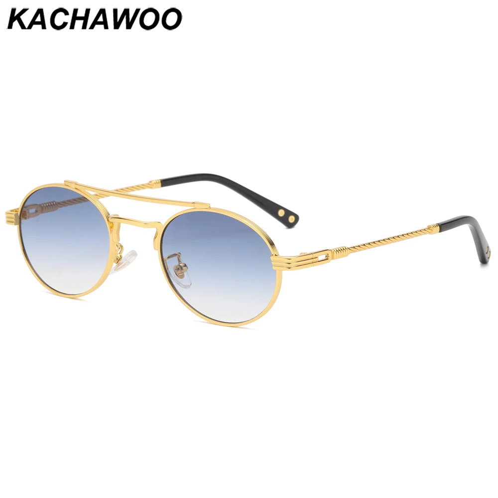Kachawoo metal retro sunglasses men green blue mirror lens round sun glasses for women European style Summer uv400 best seller  - buy with discount